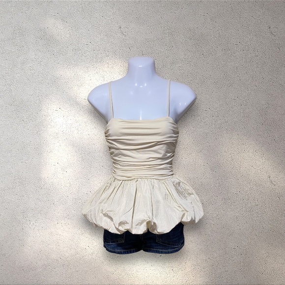 Future Collective Cream Peplum Top - Picture 1 of 4
